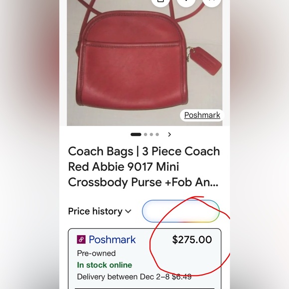 🚨VINTAGE 1997 COACH ABBIE RED LEATHER ZIP CLOSURE CROSSBODY - Picture 7 of 17